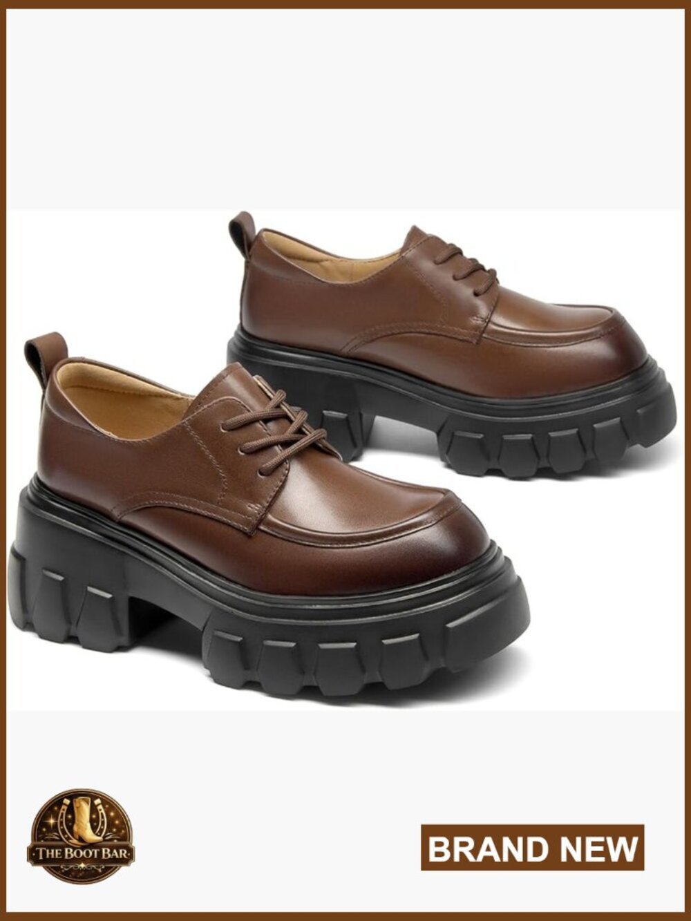 Vintage Chunky Platform Oxford Shoes Lace Up Work Dress Casual